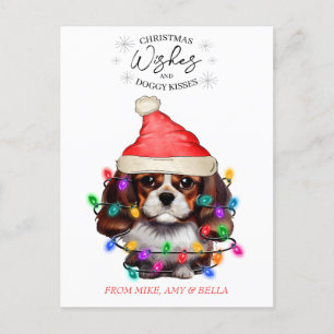 Carte Postale Noël Voeux Chien Chiot Baisers Joli Animal Personn