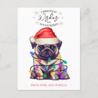 Noël Voeux Chien Chiot Baisers Joli Animal Personn