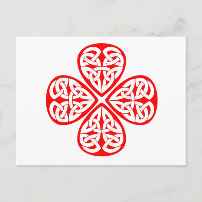Carte Postale noeud céleste shamrock rouge (Devant)
