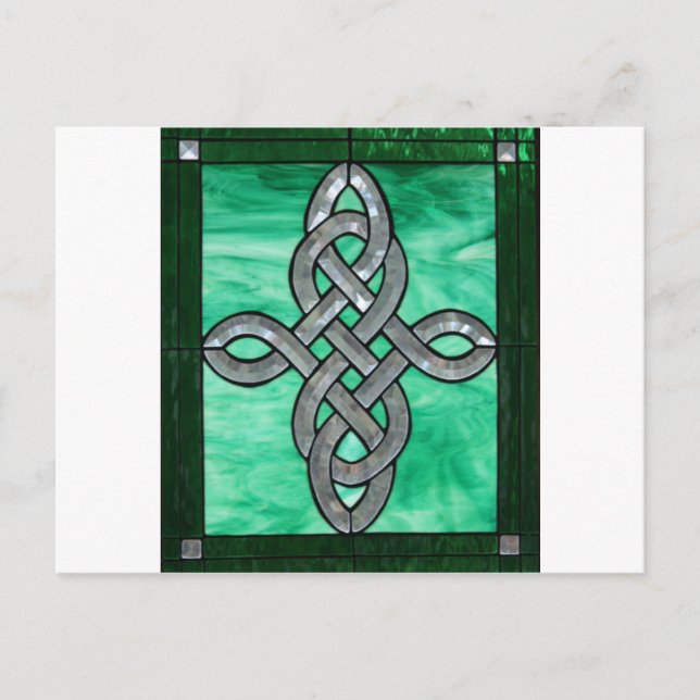 Carte Postale noeud céleste vert argent taché Verre (Devant)