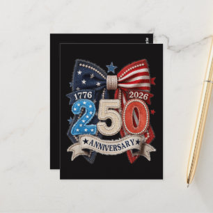Carte Postale Nœud du drapeau américain 250e anniversaire patrio