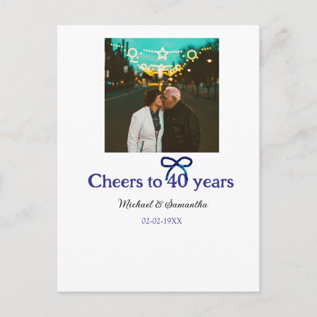 Carte Postale Nœud g bleu applaudit aux 40 ans de mariage  (Devant)