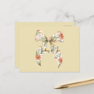 Carte Postale Nœud papillon floral jaune beurre rouge