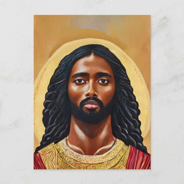 Carte Postale Noir Africain Jésus Christ homme Art religieux (Devant)