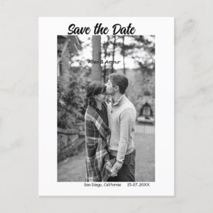 Carte Postale noir blanc enregistrer la date QR ajouter le nom d