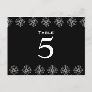 Carte Postale Noir + blanc Flammes de neige Numéro de la table d