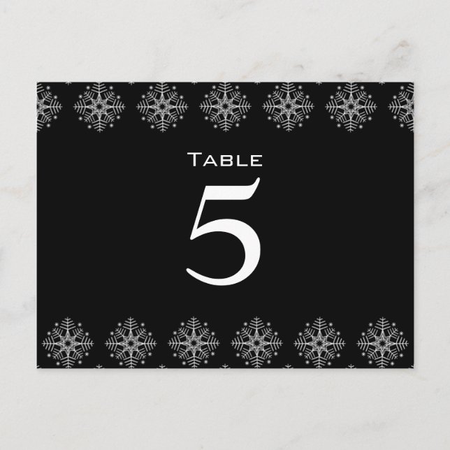Carte Postale Noir + blanc Flammes de neige Numéro de la table d (Devant)