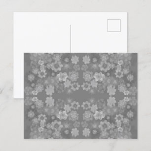 Carte Postale Noir Blanc Gris Motif Floral Rétro Aquarelle