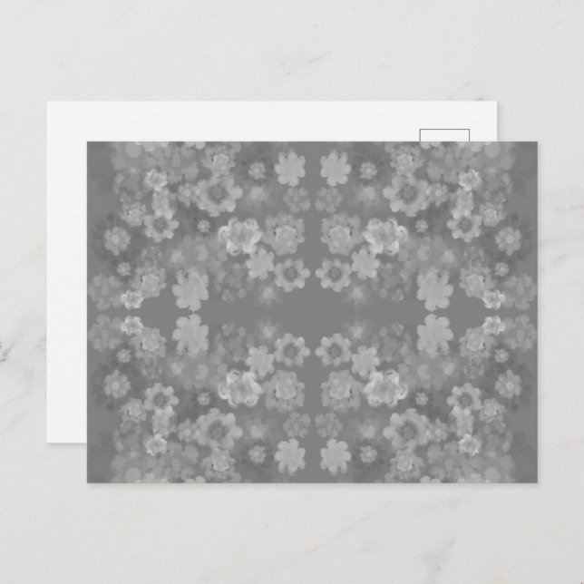 Carte Postale Noir blanc gris rétro Motif d'aquarelle florale (Devant / Derrière)