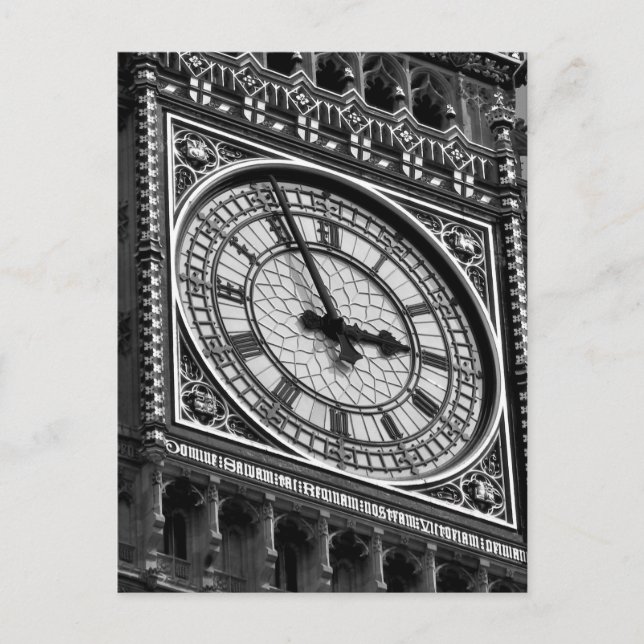 Carte Postale Noir Blanc Gros plan Tour d'horloge Big Ben (Devant)