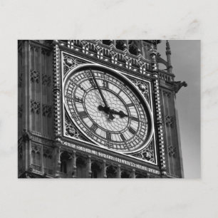 Carte Postale Noir Blanc Gros plan Tour d'horloge Big Ben