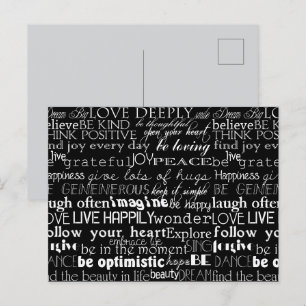 Carte Postale Noir Blanc Inspiration Mots Noël