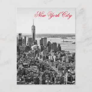 Carte Postale Noir blanc rouge Script New York City Manhattan
