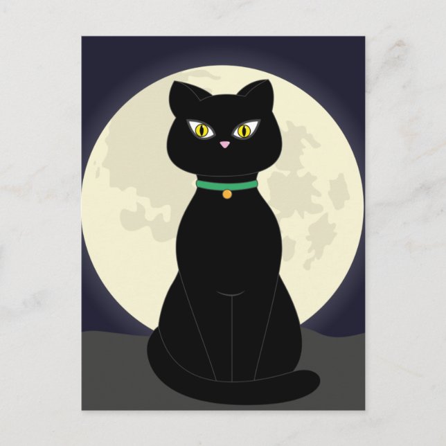 Carte postale NOIR CAT ART NIGHT MOON (Devant)