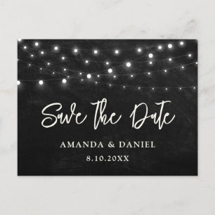 Carte Postale Noir Chalkboard String Lights Enregistrer La Date