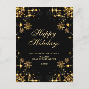 Carte Postale Noir d'or Noël Entreprise Salutation