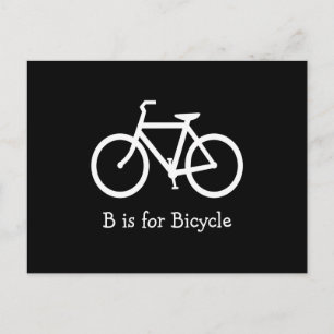 Carte Postale Noir et Blanc B est pour Bicyclette