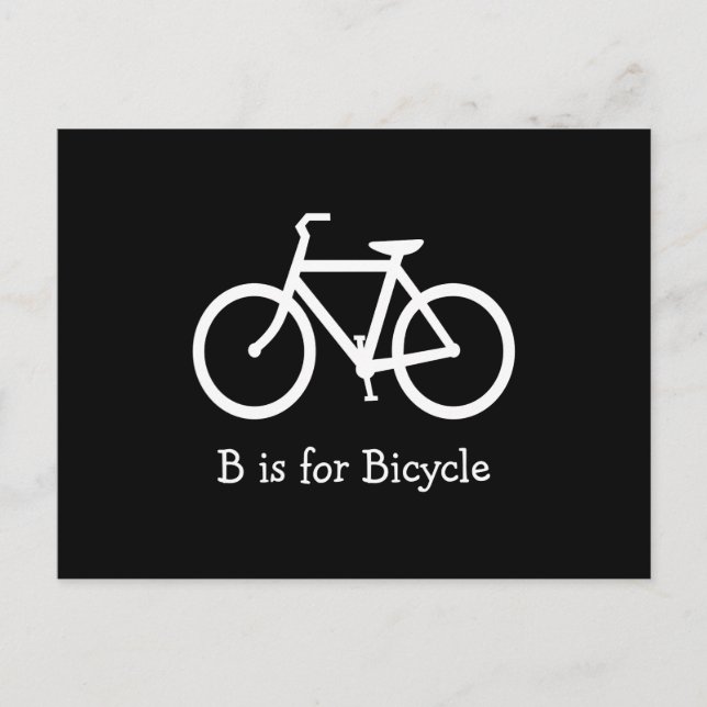 Carte Postale Noir et Blanc B est pour Bicyclette (Devant)