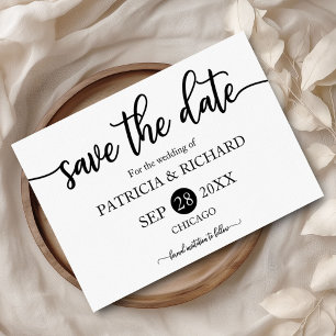 Carte Postale Noir Et Blanc Calligraphie Mariage Enregistrer La