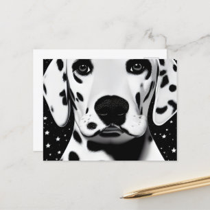 Carte Postale Noir et blanc Cute Retro Dalmatie Chiot