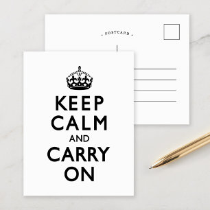 Carte Postale Noir et blanc gardez le calme et continuez