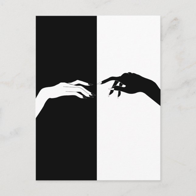 Carte Postale Noir et blanc Ligne de mains (Devant)