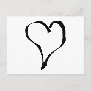 Carte Postale Noir et Blanc Love Heart Design.