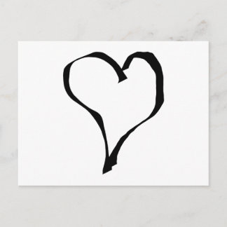 Carte Postale Noir et Blanc Love Heart Design.