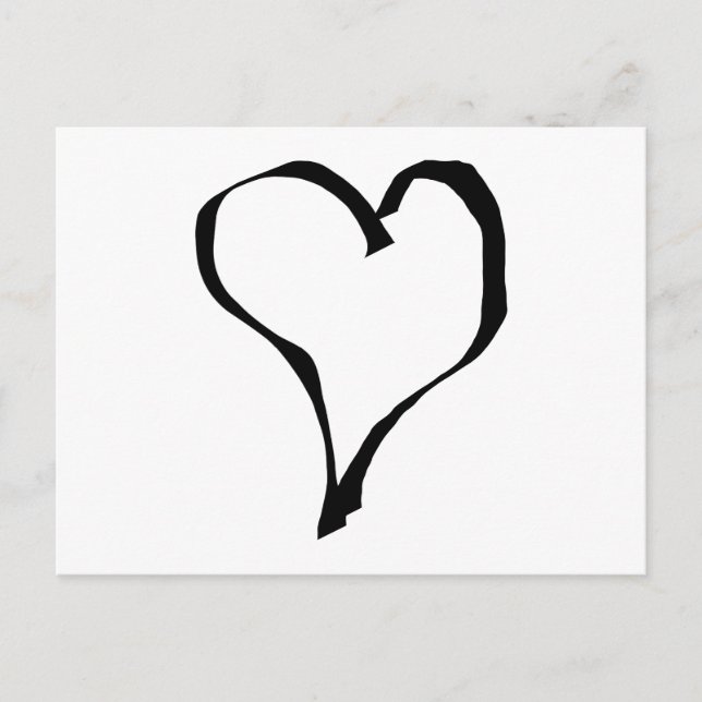 Carte Postale Noir et Blanc Love Heart Design. (Devant)