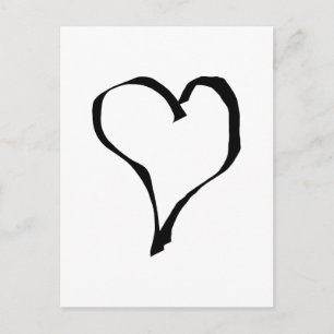 Carte Postale Noir et Blanc Love Heart Design.