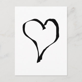 Carte Postale Noir et Blanc Love Heart Design.