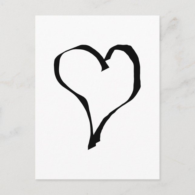 Carte Postale Noir et Blanc Love Heart Design. (Devant)