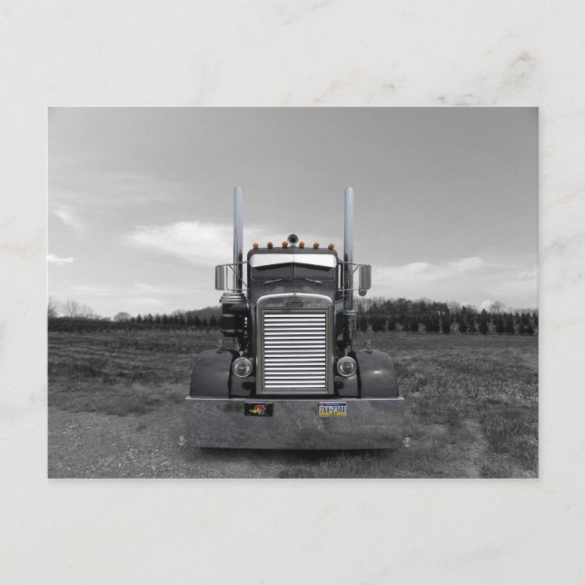 Carte postale noir et blanc Peterbilt Needle Nose (Devant)