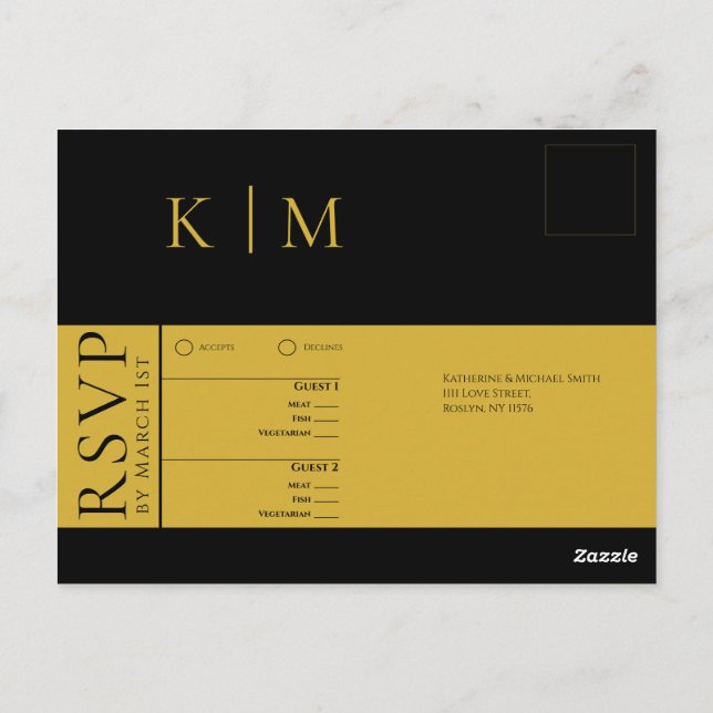 Carte Postale Noir et blanc-RSVP-Mariage- (Dos)