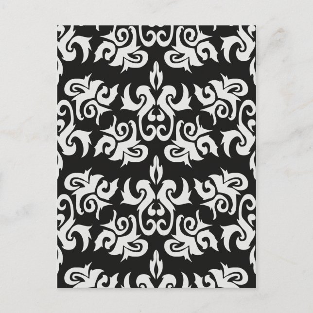 Carte Postale Noir et blanc Vintage Damask Designs (Devant)