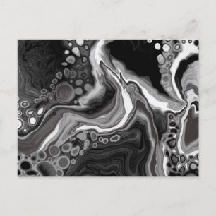 Carte Postale Noir et Marbre blanc Digital Fluid Art
