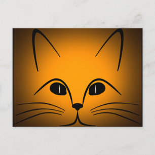 Carte Postale Noir et or Chat visage design numérique