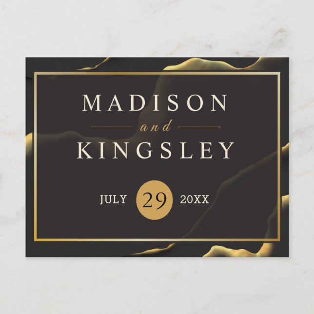 Carte Postale Noir et or 💡 huile d'encre Abstraite moderne (Devant)