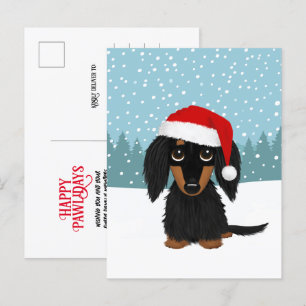 Carte Postale Noir et Tan Dachshund Noël animal de compagnie chi