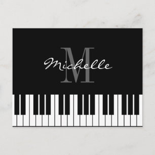 Carte Postale Noir et white piano keys monogrammes cards