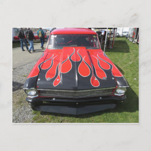 Carte Postale Noir Flames Hot Rod