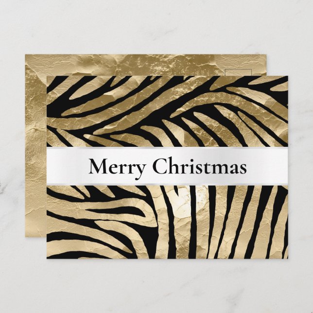 Carte Postale Noir Gold Zebra Noël (Devant / Derrière)