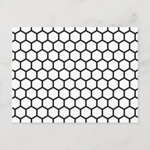 Carte Postale Noir ligne Honeypeb Bee Hive Motif hexagonal