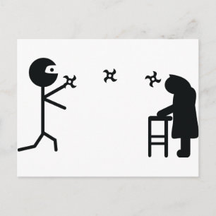 Carte Postale noir mauvais ninja combat mamie