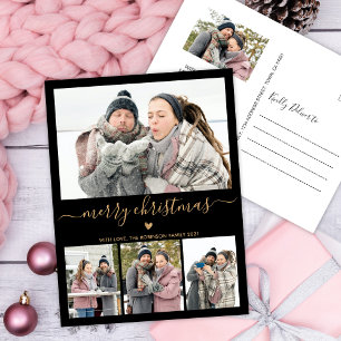 Carte Postale Noir minimaliste 4 photo Collage Noël