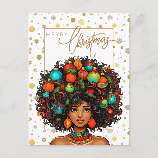 Carte Postale Noir Noël Sista Melanin Queen Femmes Noël (Devant)