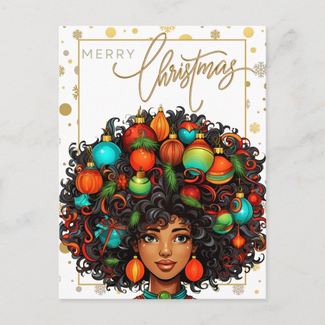 Carte Postale Noir Noël Sista Melanin Queen Femmes Noël (Devant)