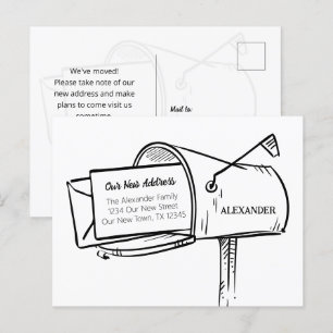 Carte Postale Noir Nous avons Déplacé la boîte aux lettres en dé