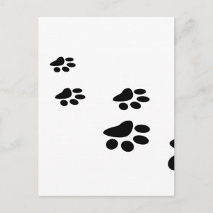Carte Postale Noir sur blanc Design Empreinte de patte