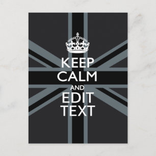 Carte Postale Noir sur Noir Garder le calme Union Jack personnal